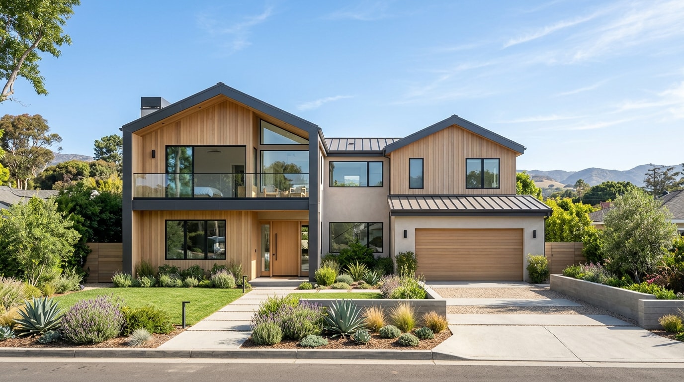 Completed home addition on a Santa Monica-area house with matching architectural style